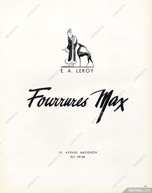 Fourrures Max 1945 Label