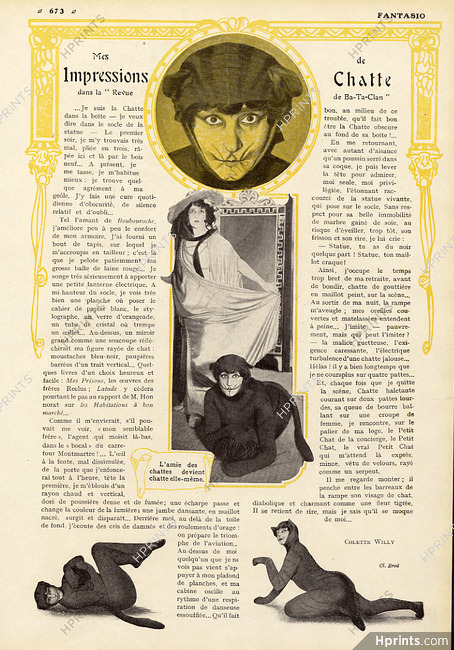 Mes Impressions de Chatte, 1912 - ''Revue de Ba-Ta-Clan'' Bataclan, Text by Colette Willy