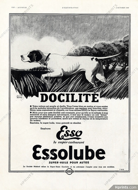 Esso 1936 Docilité, Essolube, Jacques Blein, Dog Hunting