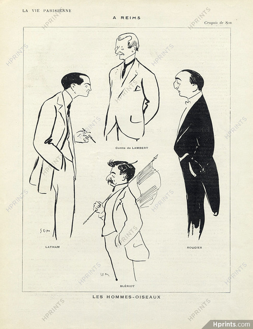 Sem 1910 ''Les Hommes Oiseaux'' Blériot caricature