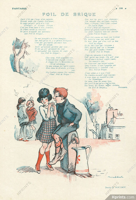 Poulbot 1924 "Poil de Brique", Lovers, Children