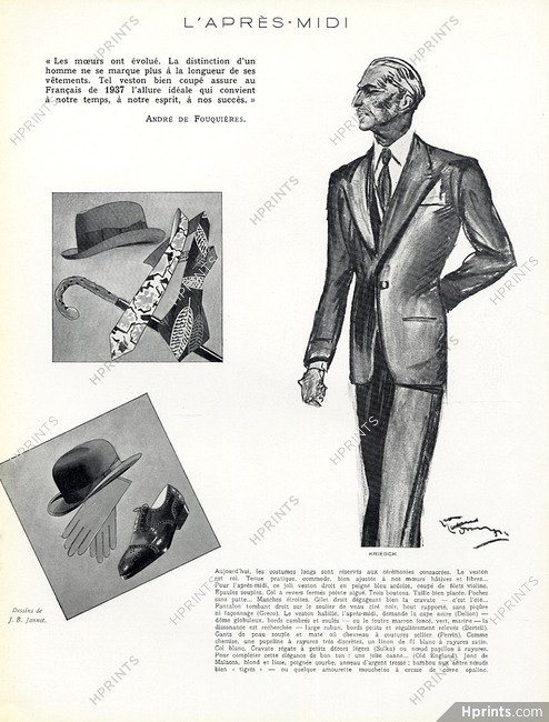Kriegck (Men's Fashion) 1937 Tie, Hat, Umbrella... Jean Gabriel Domergue