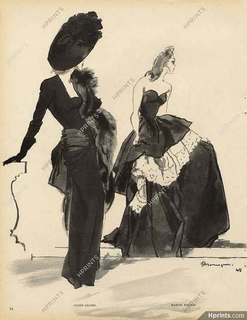 Pierre Mourgue 1945 Lucien Lelong & Marcel Rochas, Evening Gown