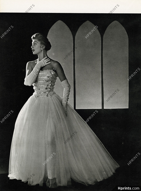 Balenciaga 1954 Evening Gown, Gold Ribbons