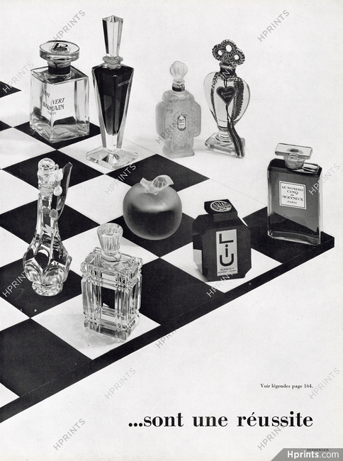Parfums 1952 Ces échecs sont une réussite (p.4) Vent Vert, Mistigri, Grand Siècle, Amour Sorcier, Le Muguet du Bonheur, Fille d'Ève, Vertige, Liu, Le Numéro Cinq