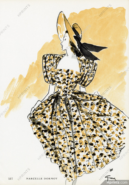 Marcelle Dormoy 1945 Summer Dress, René Gruau
