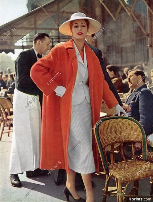 Serge Kogan 1953 Suit, Coat, Saint-Germain des Près Terrasse Café, Photo Tabard