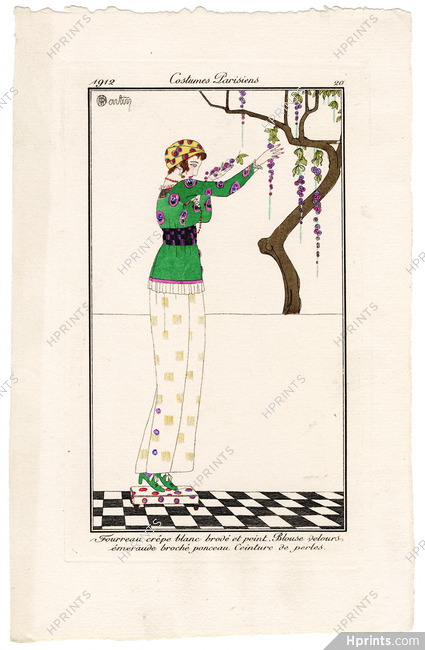 Charles Martin 1912 Journal des Dames et des Modes Costumes Parisiens Pochoir N°20