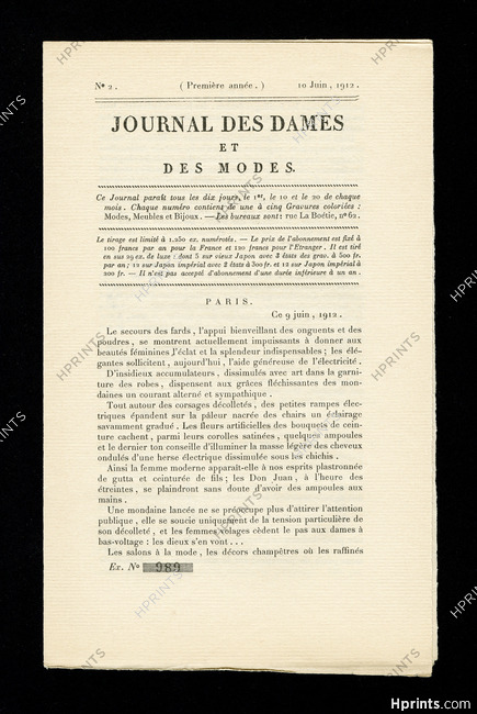 Journal des Dames et des Modes 1912 N°2, Poème de Jean Cocteau, 8 pages