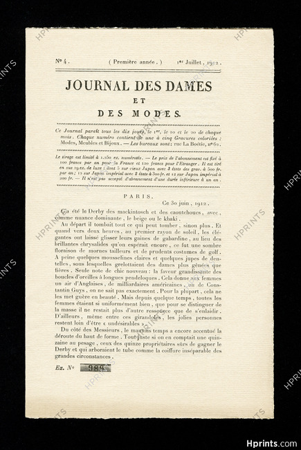 Journal des Dames et des Modes 1912 N°4, 8 pages