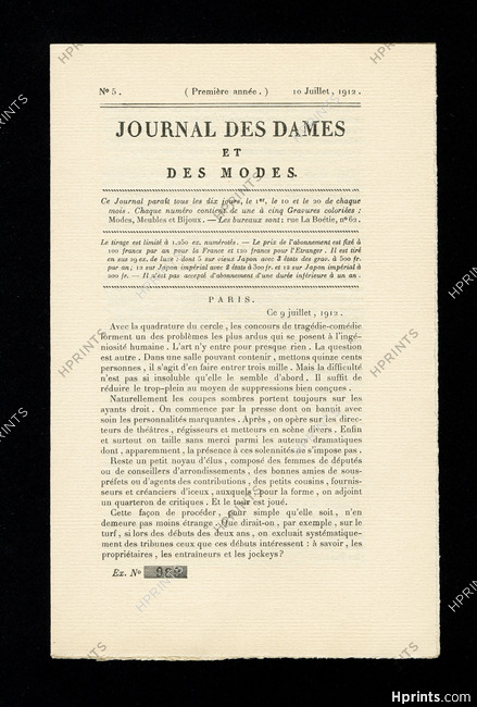Journal des Dames et des Modes 1912 N°5, 8 pages