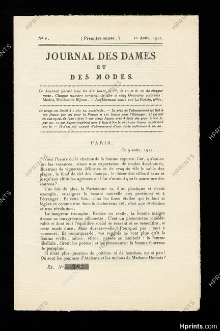 Journal des Dames et des Modes 1912 N°8, 8 pages