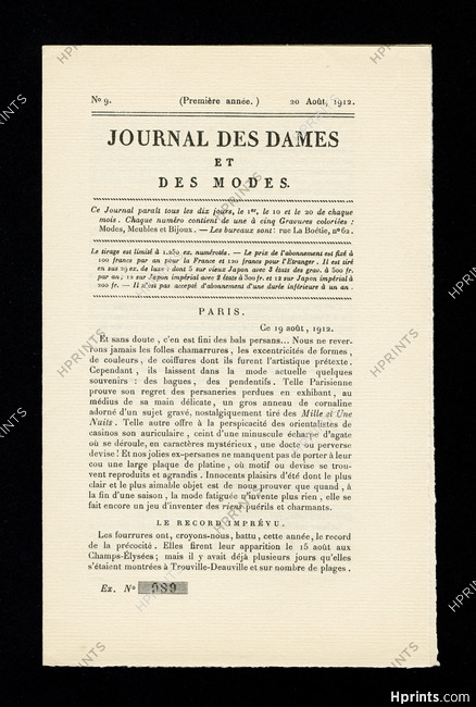 Journal des Dames et des Modes 1912 N°9, 8 pages