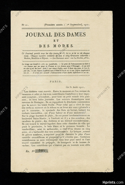 Journal des Dames et des Modes 1912 N°10, 8 pages