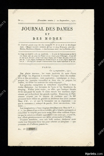 Journal des Dames et des Modes 1912 N°12, 8 pages