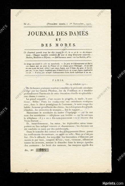 Journal des Dames et des Modes 1912 N°16, 8 pages