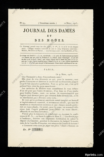Journal des Dames et des Modes 1913 N°29, 8 pages