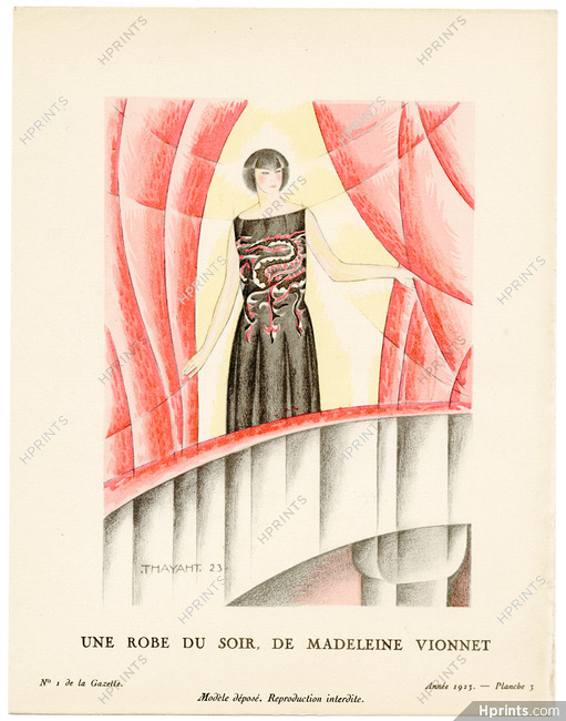 Une robe du soir, de Madeleine Vionnet, 1923 - Thayaht. La Gazette du Bon Ton, n°1 — Planche 3