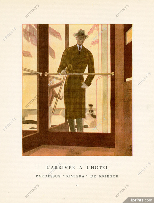 L’Arrivée à l’Hôtel, 1923 - Benito, Pardessus "Riviera" de Kriegck. La Gazette du Bon Ton, n°1
