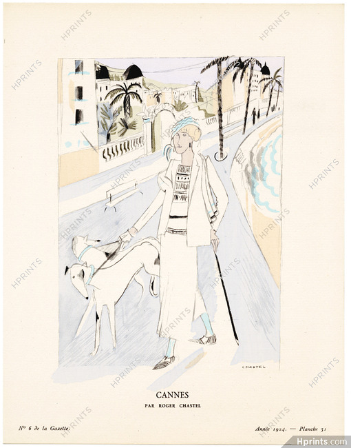 Cannes, 1924 - Roger Chastel, Greyhounds. La Gazette du Bon Ton, n°6 — Planche 31