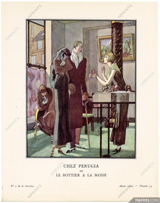Chez Perugia — ou — Le Bottier à la Mode, 1924 - Pierre Mourgue. La Gazette du Bon Ton, n°7 — Planche 34