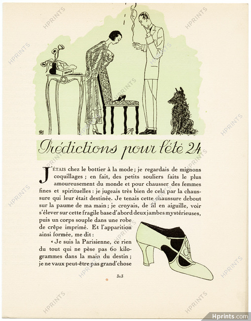 Prédictions pour l’été 24, 1924 - Pierre Mourgue, Perugia. La Gazette du Bon Ton, n°8, Text by Célio, 4 pages