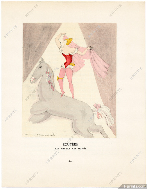 Écuyère, 1924 - Maurice Van Moppès, Circus Horse Rider. La Gazette du Bon Ton, n°8