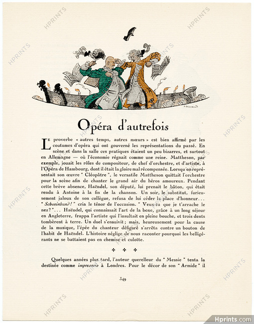 Opéra d’Autrefois, 1924 - Pierre Brissaud. La Gazette du Bon Ton, n°9, Texte par George Cecil, 4 pages