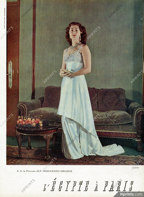 Paquin 1948 L'Egypte à Paris, Princesse Aly Mohammed Ibrahim, Photo Moussempès