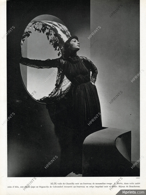 Alix 1937 Fourreau, Colcombet, Black Lace Evening Gown, Photo Horst