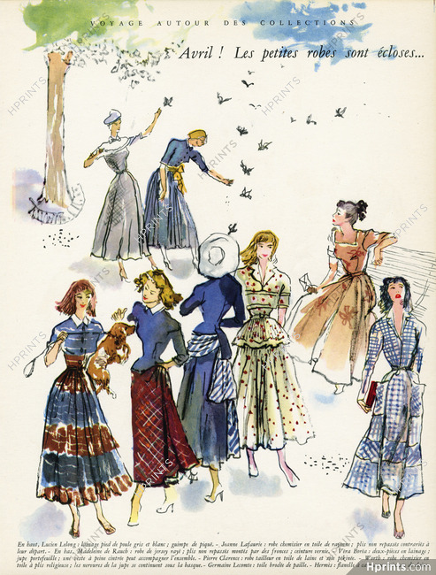 Avril ! Les Petites Robes... 1948 Lelong, Lafaurie, de Rauch, Véra Boréa, Pierre Clarence, Worth, Lecomte, Hermès, Raymond Baumgartner