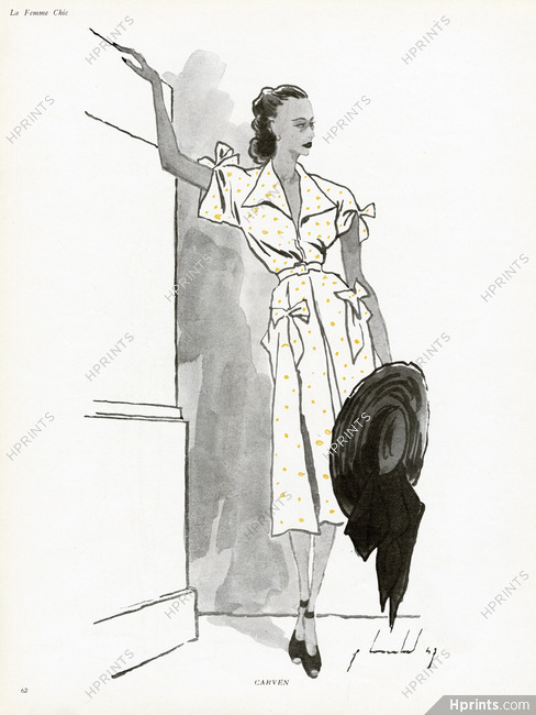 Carven 1947 Pierre Louchel, Summer Dress