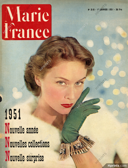 Fourrures Max Leroy 1951 Jewel by Schiaparelli, Alexandrine Glove, Photo Denis Manceaux, Marie France Cover