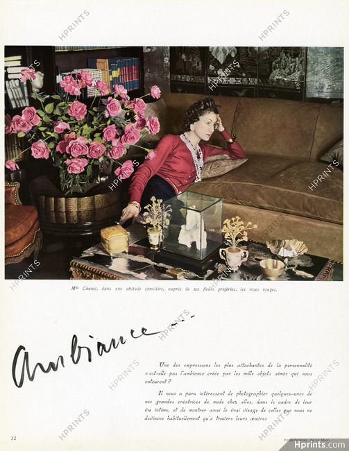 Gabrielle Chanel 1939 Coco Chanel Portrait with favorite Roses
