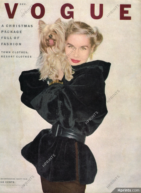 Vogue Cover 1952 Bonnie Cashin Outdoor Overblouse, Yorkshire Terrier, Photo Clifford Coffin