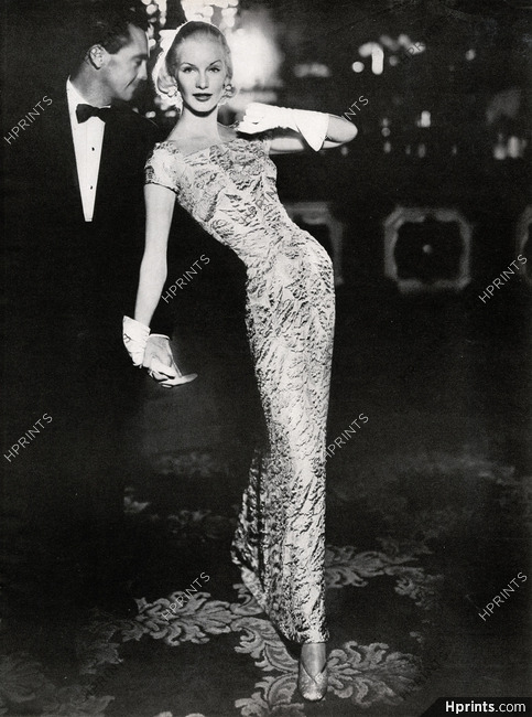 Mainbocher 1954 Evening Dress, Gloves Aris, Plaza Hotel, Photo Richard Avedon