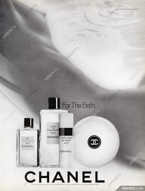 Chanel (Cosmetics) 1970 For The Bath, N°5 Eau de Cologne, Oil, After-bath Oil, Bath Powder