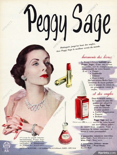 Peggy Sage 1953 Nail Enamel, Lipstick