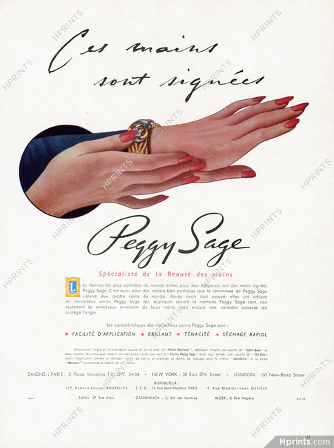 Peggy Sage 1948 Hands, Nail Polish
