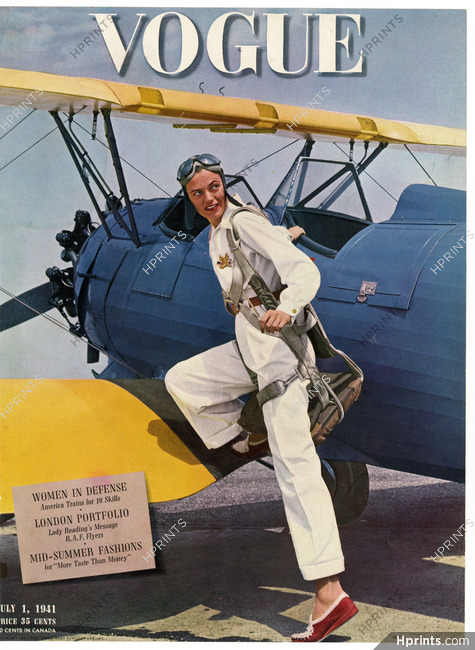 Vogue Cover July 1, 1941 Women In Defense, Female WWII Pilot