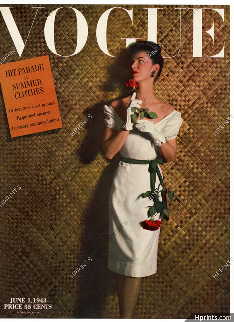 Vogue Cover June 1, 1943 White Dinner Dress, Lord And Taylor, Photo Rawlings