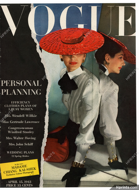 Vogue Cover April 15, 1943 Henri Bendel, Photo Horst