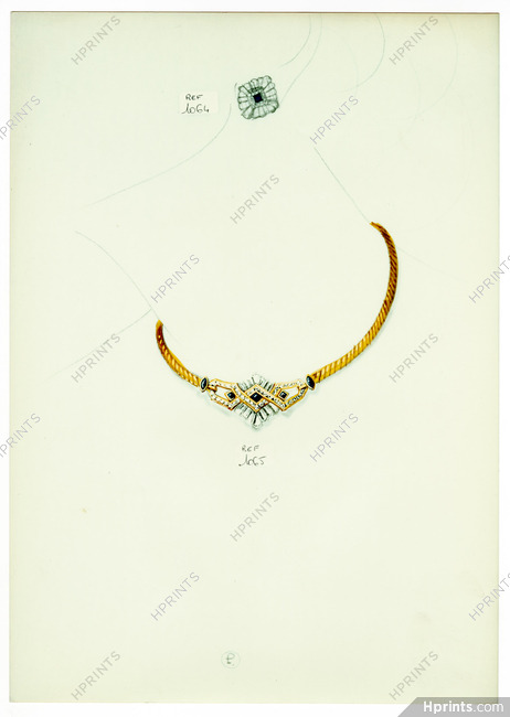 Necklace, Earring (Cartier ?) Glazed photo paper Ref. 1064, 1065 Archive