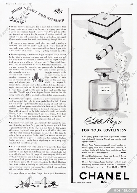Chanel (Cosmetics) 1941 Face Powder, Lipstick, Russia Leather