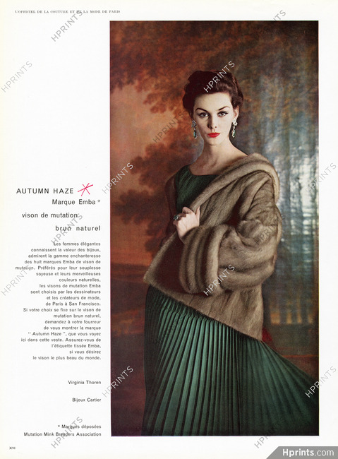 Emba Autumn Haze (Fur Coat) 1957 Bijoux Cartier, Photo Virginia Thoren