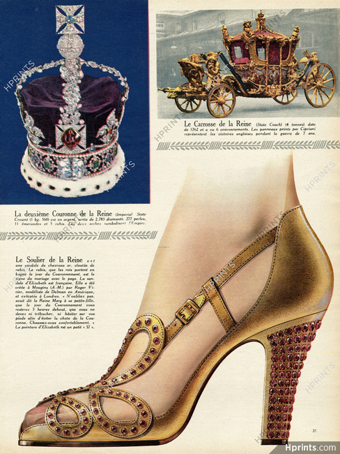 Roger Vivier 1953 Shoe of the Queen Elisabeth, Crown, State Coach