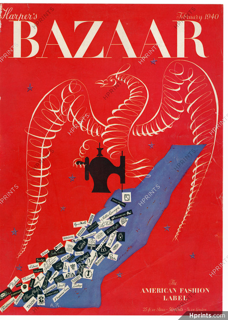 Harper's Bazaar Cover February 1940 American Fashion, Alexey Brodovitch