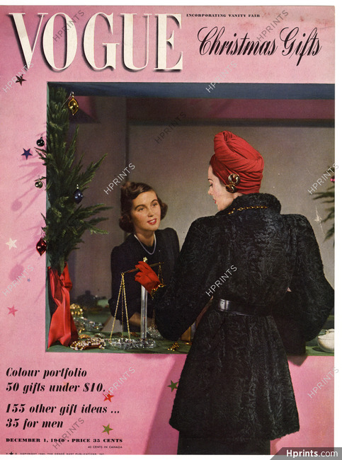 American Vogue Cover December 1, 1940 Christmas Gifts, Jewels