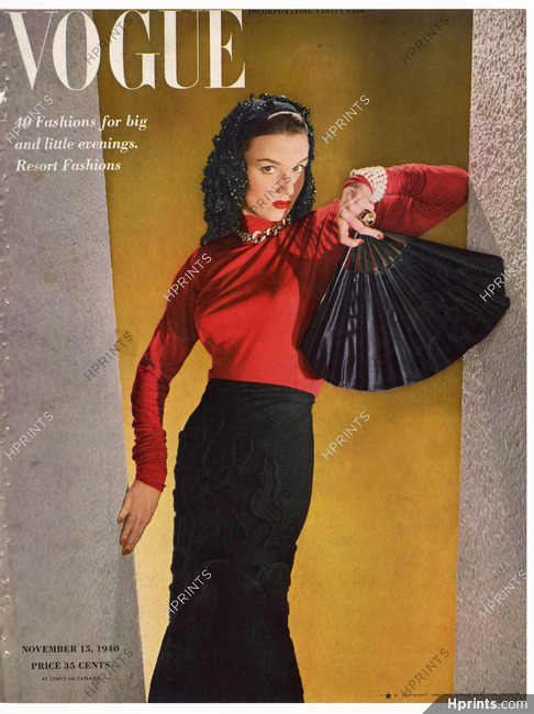 American Vogue Cover November 15, 1940 John-Frederics, Photo Horst