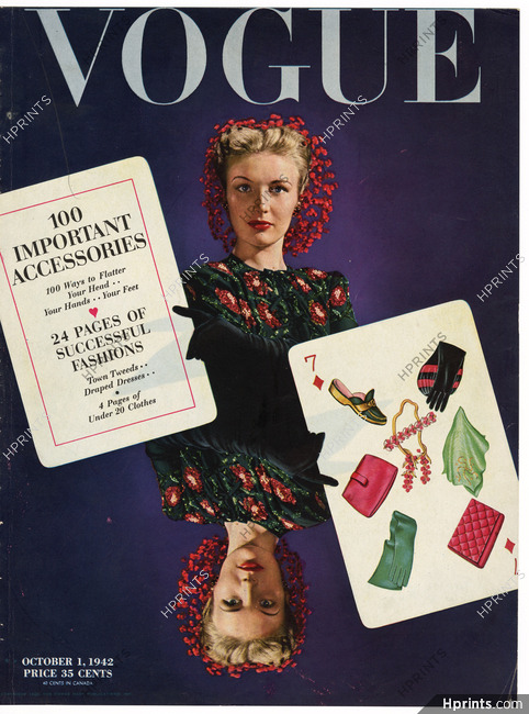 American Vogue Cover October 1, 1942 Photo Rawlings